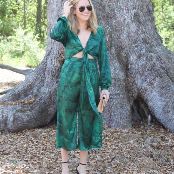 Crop, front-tie jumpsuit, NWT - Picture 2 of 3